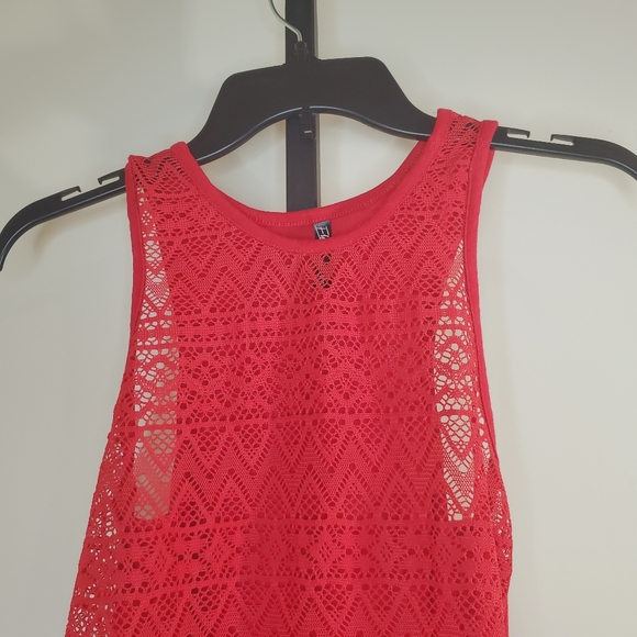 Red Tank Top Sleeveless Lace Front Tank Top Small - Picture 3 of 6